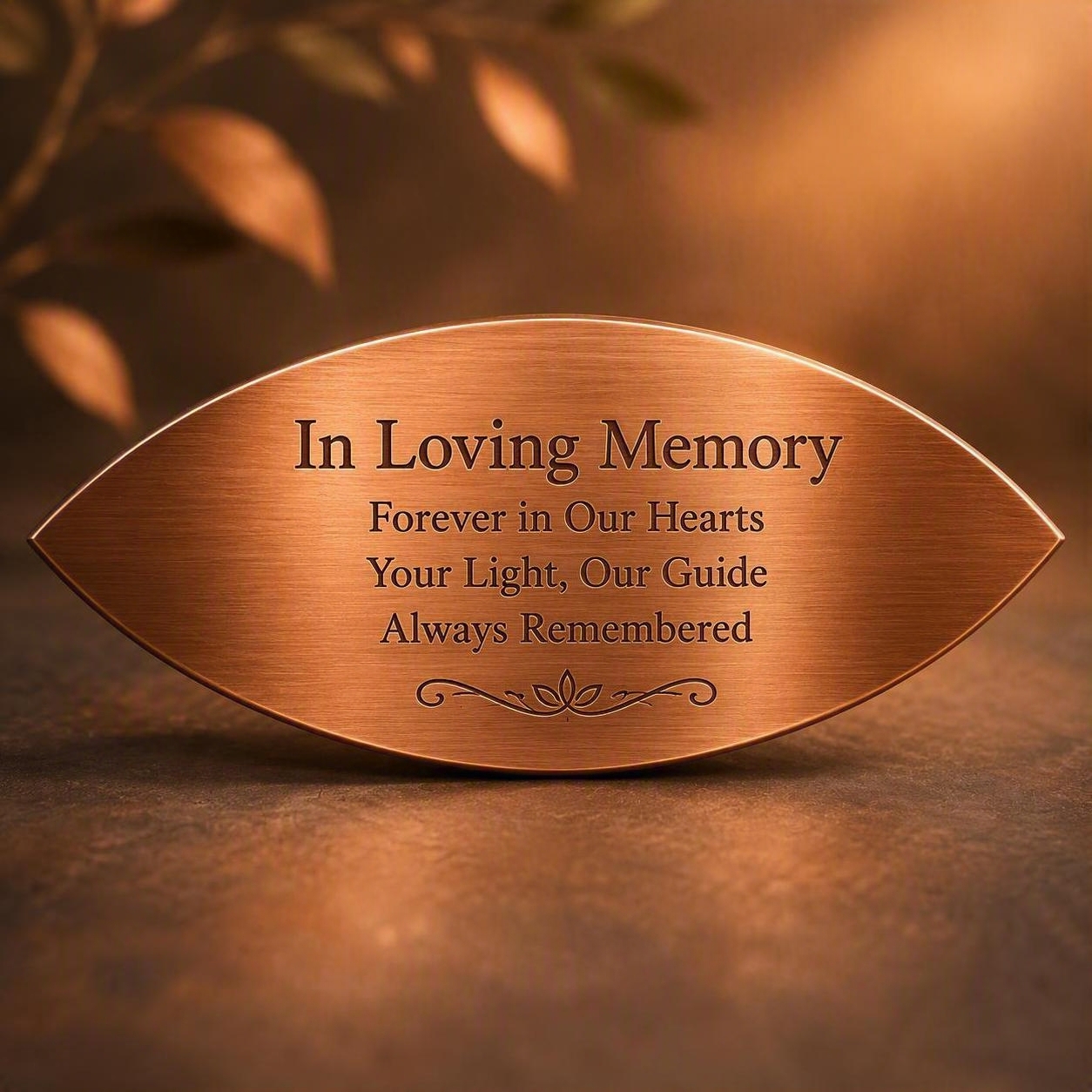Illustrative bronze memorial leaf